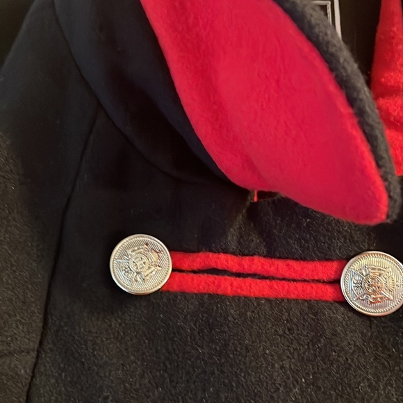 ROTHSCHILD Coat Navy Red Double Breasted Gold Buttons Pockets Lined EC! Sz 7/8 - Picture 7 of 13